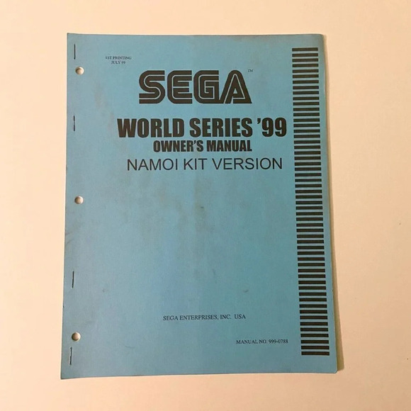 Vintage Sega World Series 99 Owners Manual Namoi Kit Version Arcade  Game Manual - Picture 10 of 10